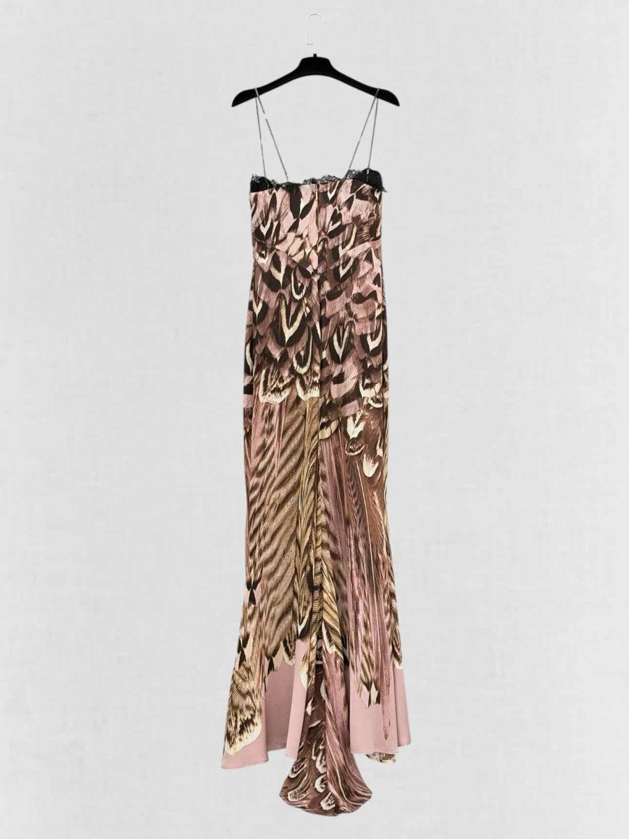 Pre - loved ROBERTO CAVALLI Pink & Brown Size US 4 Long Dress at Reems Closet