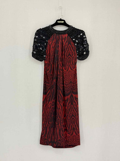 Pre-loved ROBERTO CAVALLI Red & Black Size Small Short Dress at Reems Closet