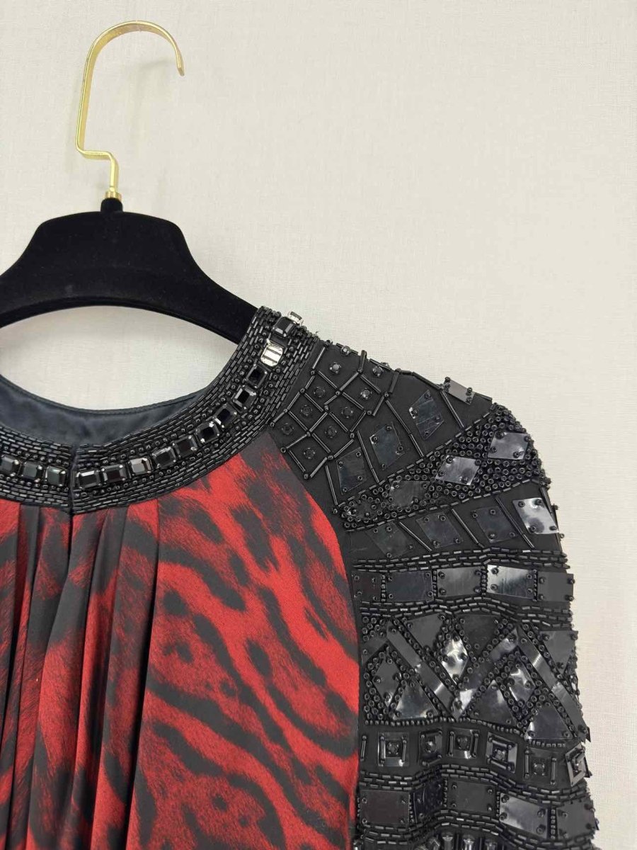 Pre-loved ROBERTO CAVALLI Red & Black Size Small Short Dress at Reems Closet