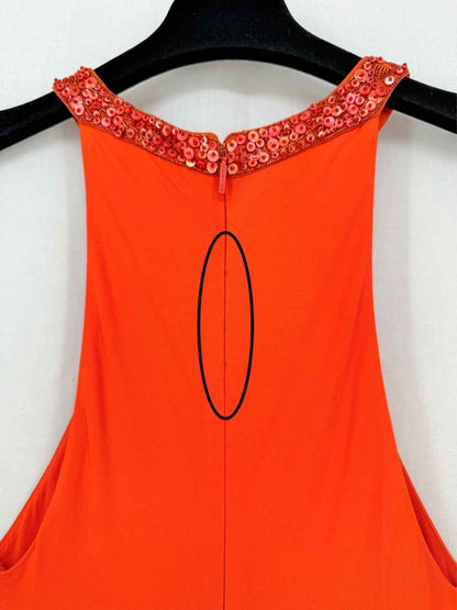 Pre - loved ROBERTO CAVALLI Red Orange Size US 8 Long Dress at Reems Closet