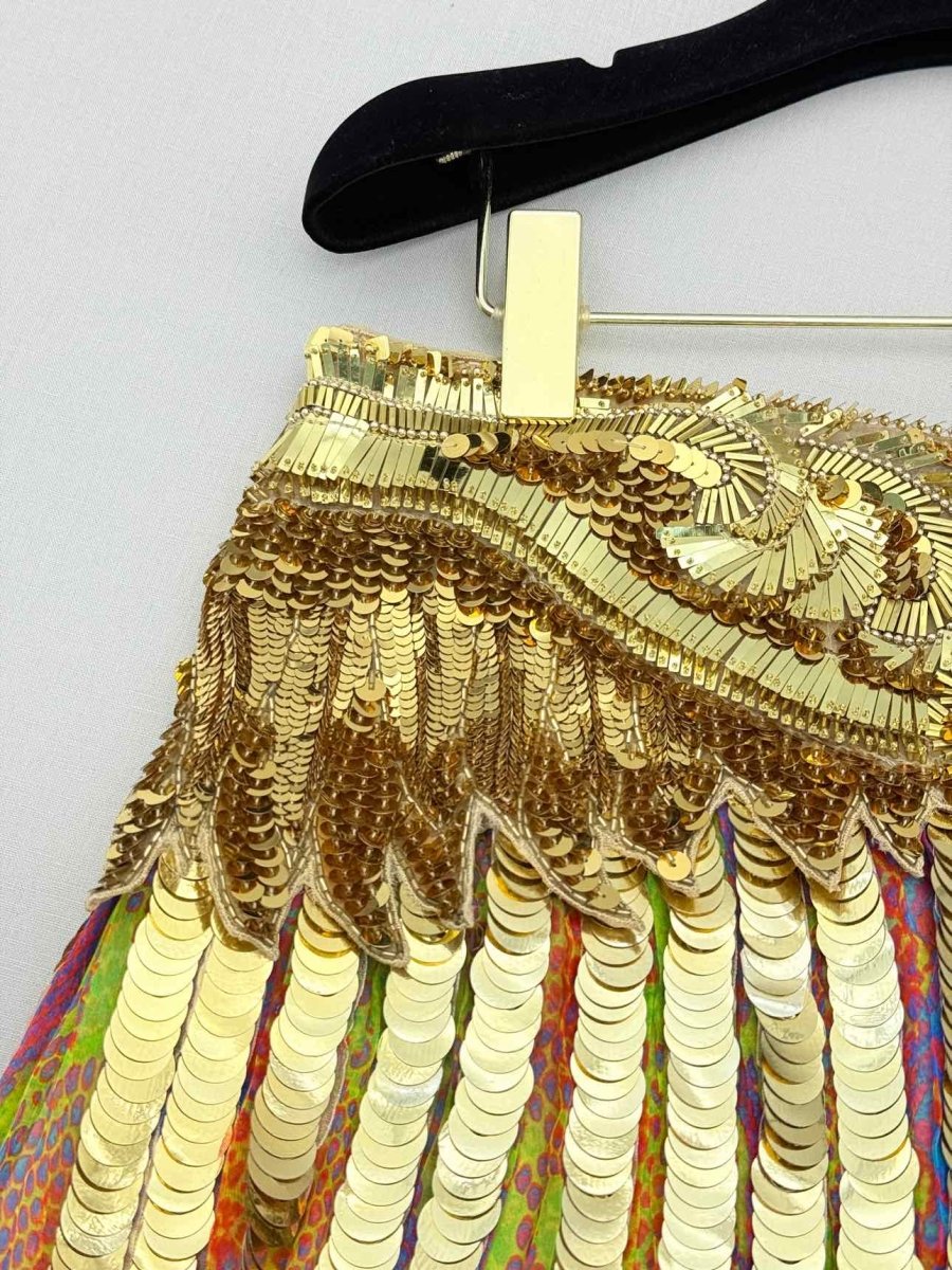 Pre-loved ROBERTO CAVALLI Runway Gold Size US 4 Mini Skirt at Reems Closet