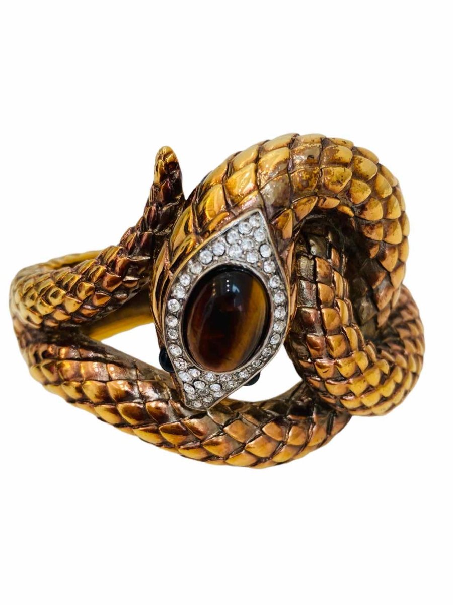 Pre - loved ROBERTO CAVALLI Snake Bronze Fashion Bangle at Reems Closet