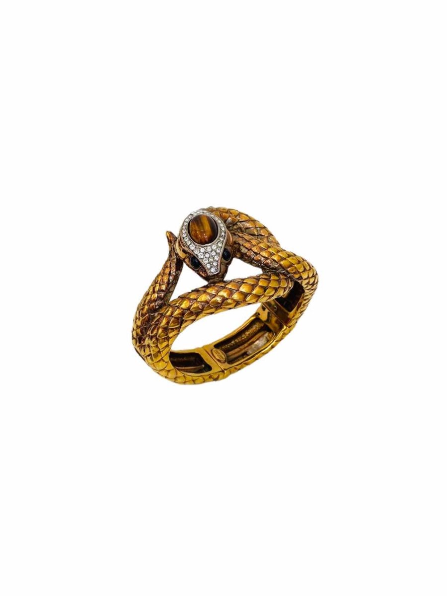 Pre - loved ROBERTO CAVALLI Snake Bronze Fashion Bangle at Reems Closet