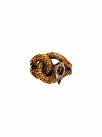 Pre - loved ROBERTO CAVALLI Snake Bronze Fashion Bangle at Reems Closet