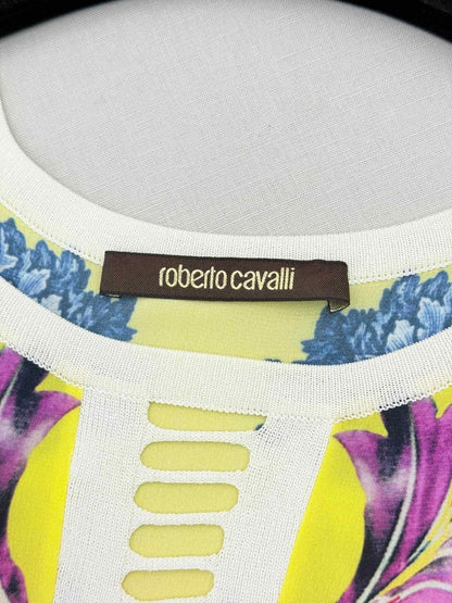 Pre-loved ROBERTO CAVALLI White Multicolor Size US 6 Short Dress at Reems Closet