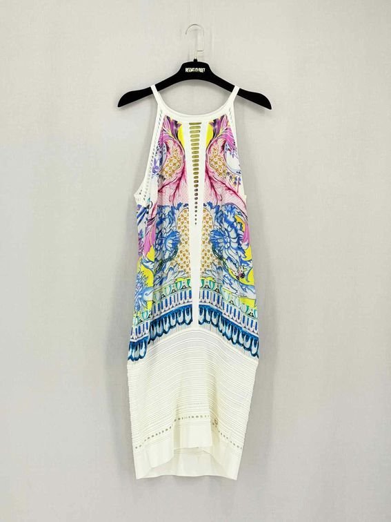 Pre-loved ROBERTO CAVALLI White Multicolor Size US 6 Short Dress at Reems Closet