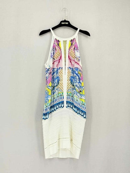 Pre-loved ROBERTO CAVALLI White Multicolor Size US 6 Short Dress at Reems Closet