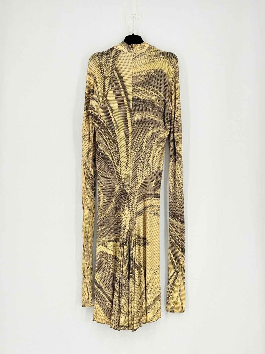 Pre - loved ROBERTO CAVALLI Yellow & Black Size Medium Midi Dress at Reems Closet