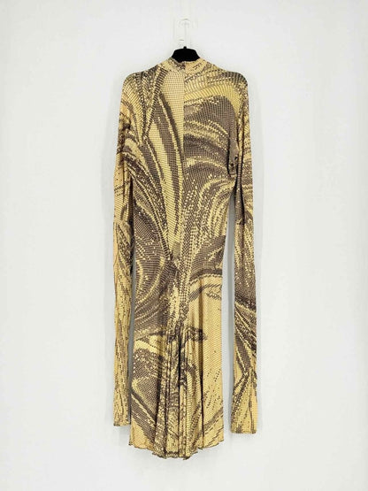 Pre - loved ROBERTO CAVALLI Yellow & Black Size Medium Midi Dress at Reems Closet