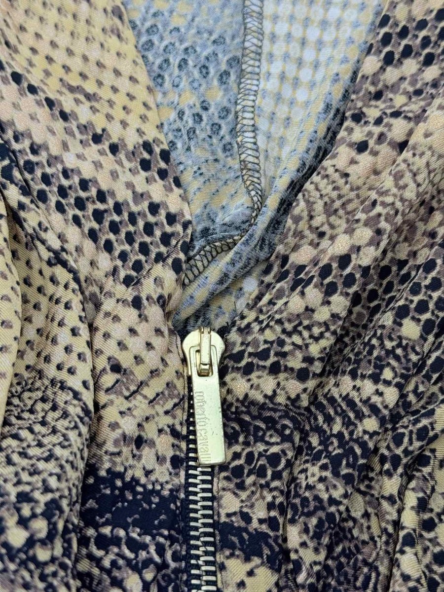 Pre - loved ROBERTO CAVALLI Yellow & Black Size Medium Midi Dress at Reems Closet