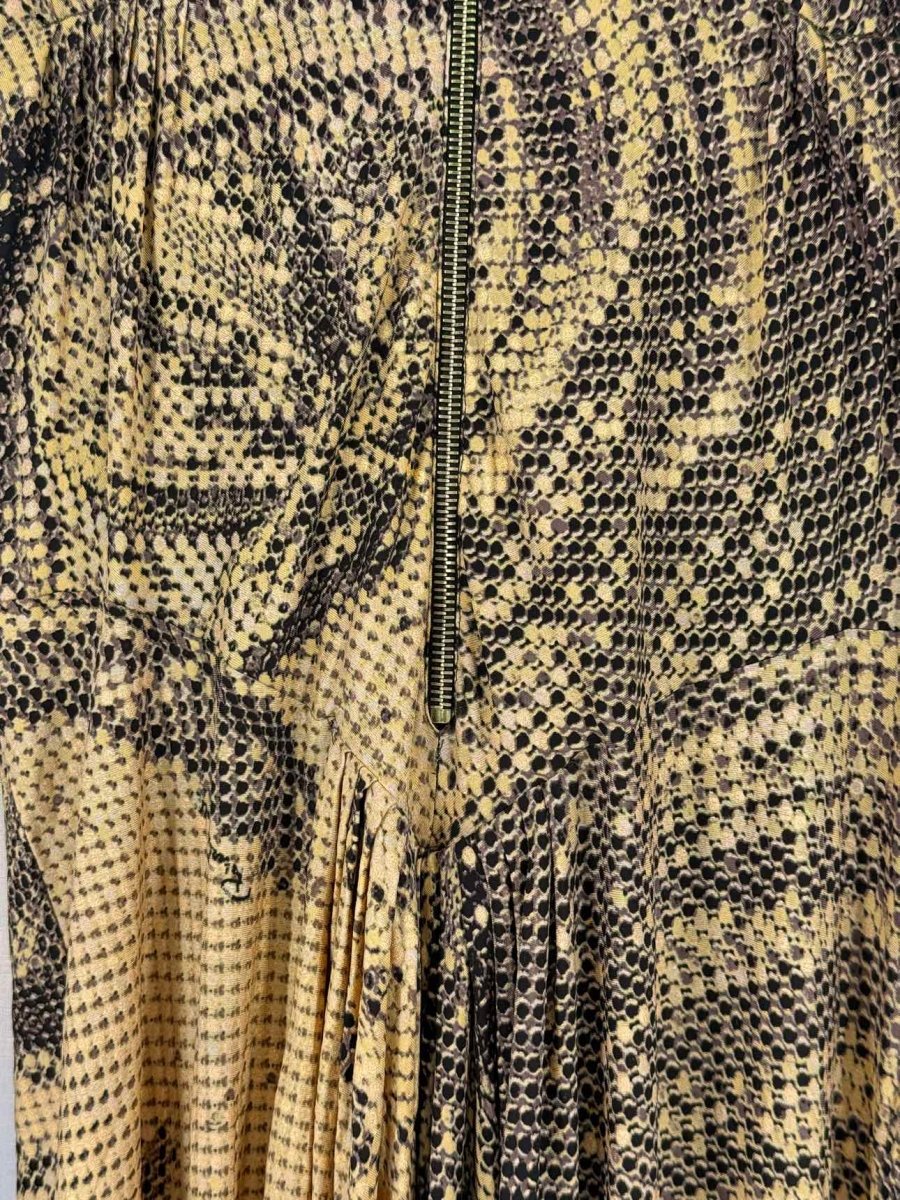Pre - loved ROBERTO CAVALLI Yellow & Black Size Medium Midi Dress at Reems Closet