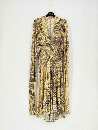 Pre - loved ROBERTO CAVALLI Yellow & Black Size Medium Midi Dress at Reems Closet