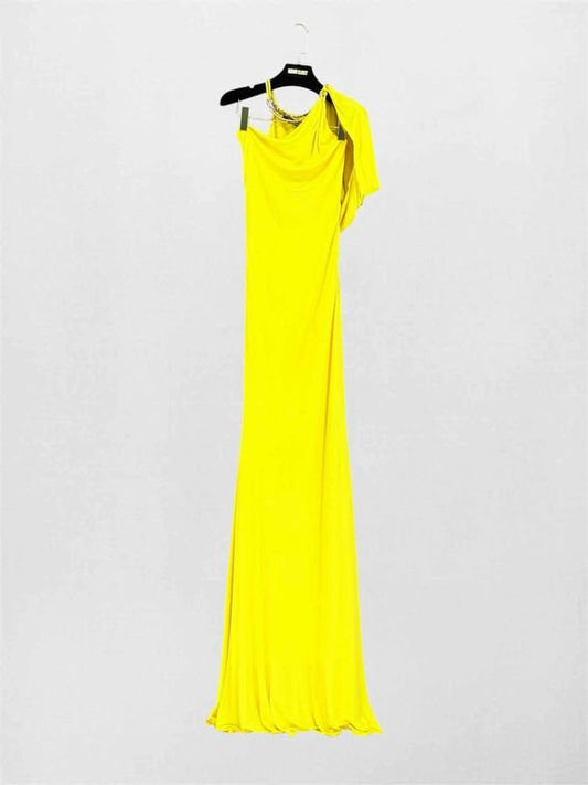 Pre-loved ROBERTO CAVALLI Yellow Size Small Long Dress at Reems Closet