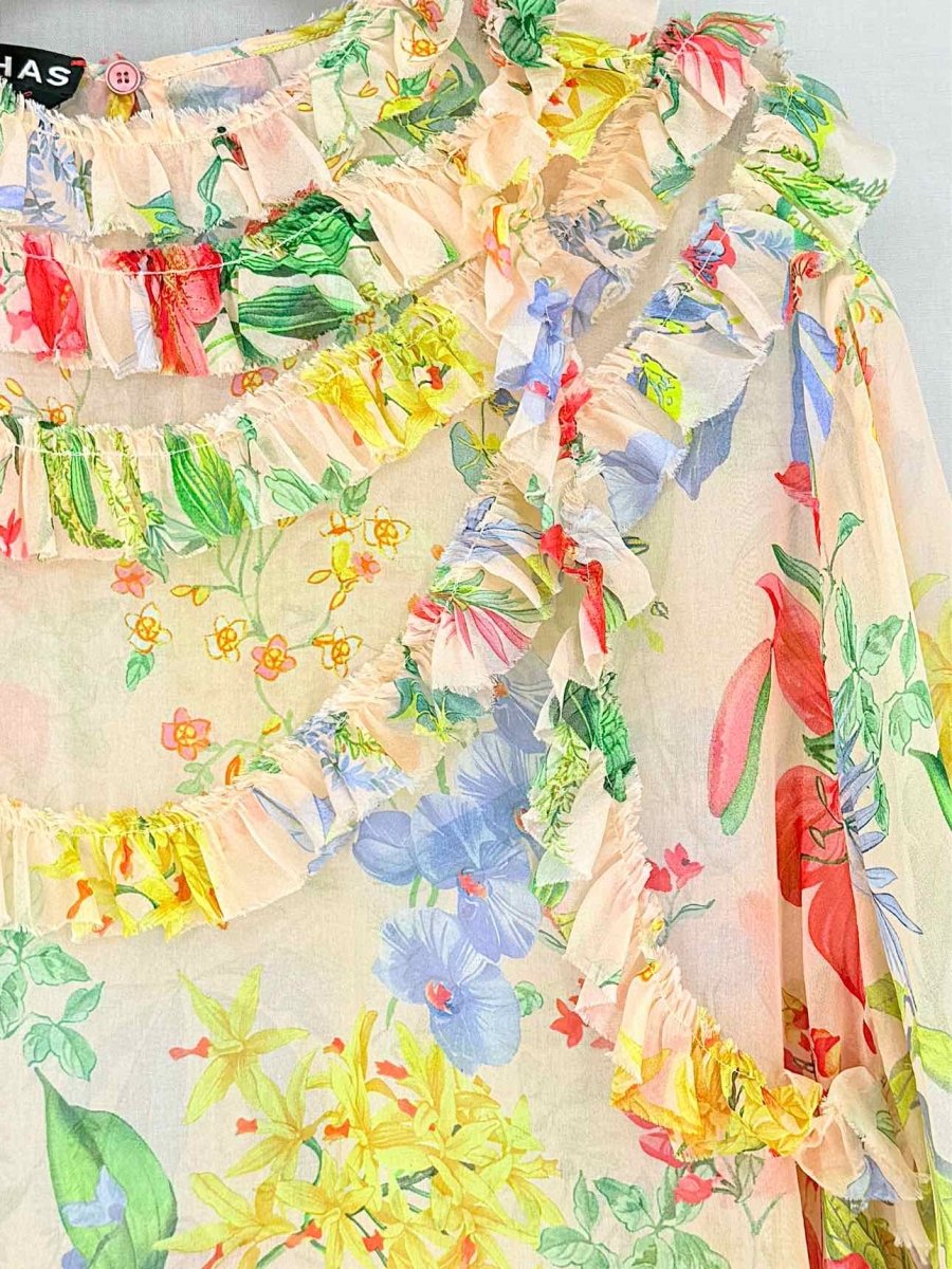 Pre - loved ROCHAS Multicolor Printed Size US 10 Top at Reems Closet