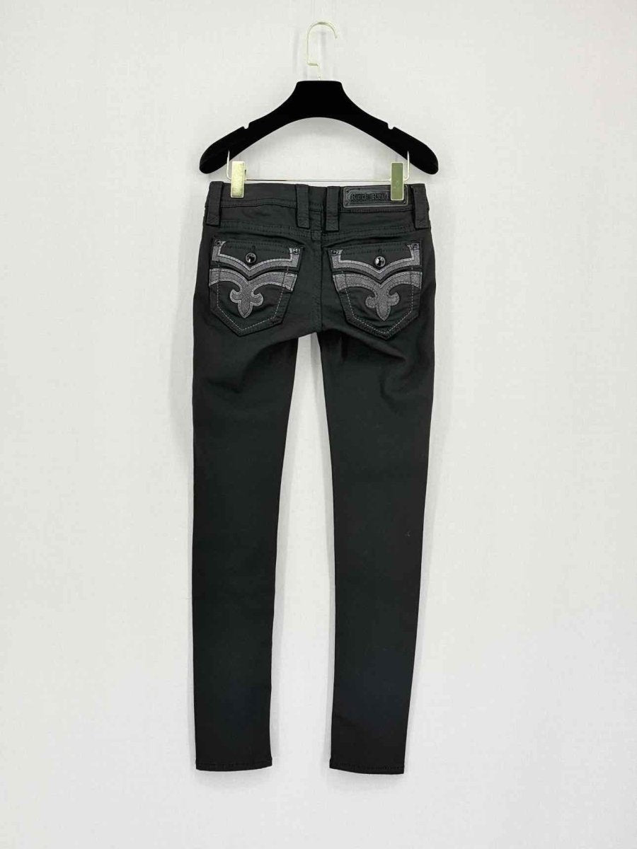 Pre-loved ROCK REVIVAL Raanan Skinny Black Size 25 Jeans at Reems Closet