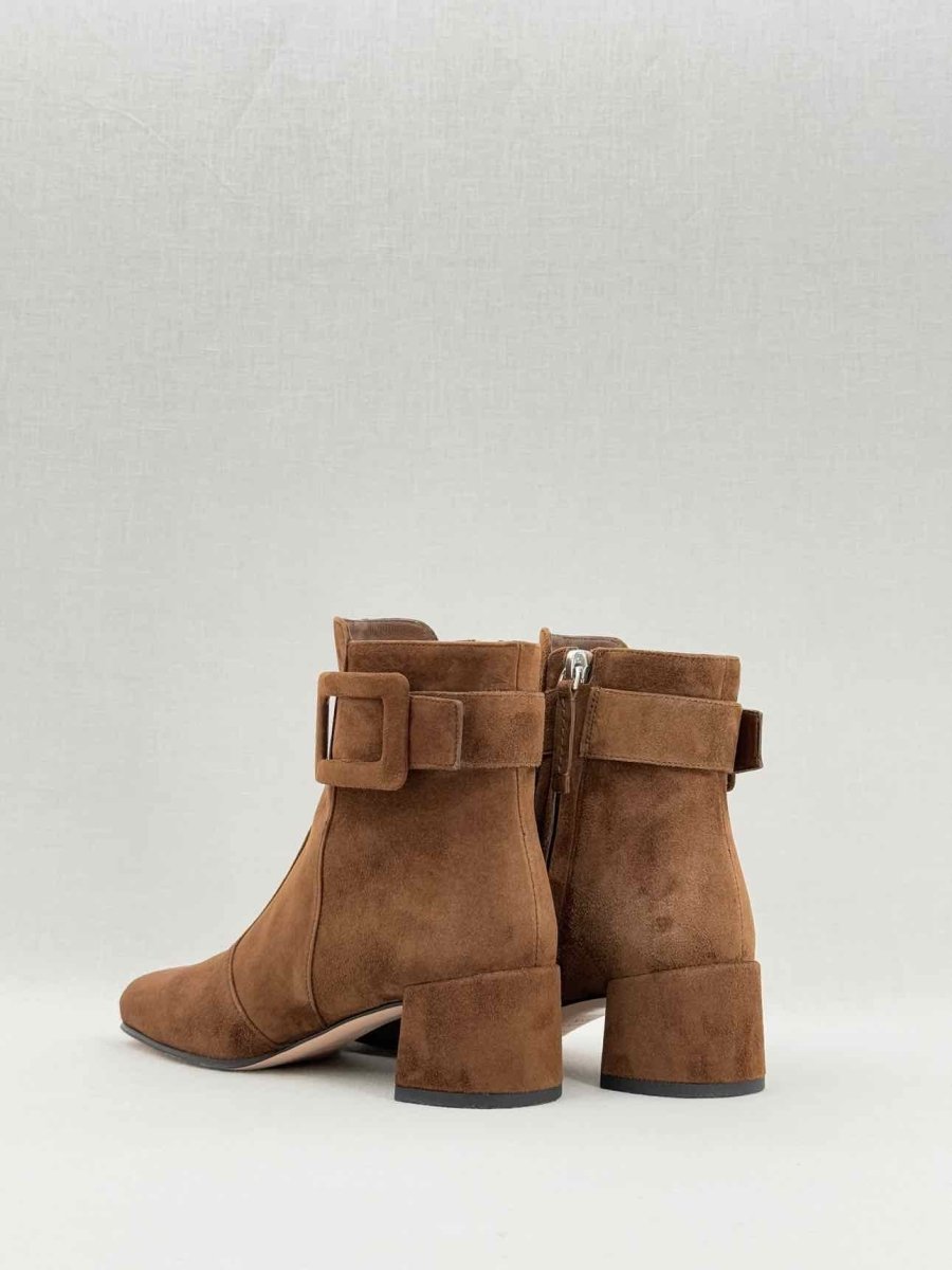 Pre - loved ROGER VIVIER Polly Brown Size EU 35 Ankle Boots at Reems Closet