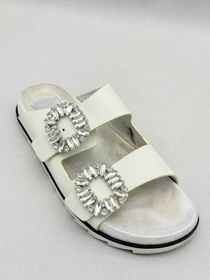Pre-loved ROGER VIVIER Slidy Viv Off-white Size EU 39 Sandals at Reems Closet