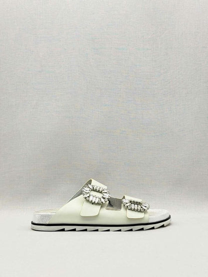 Pre-loved ROGER VIVIER Slidy Viv Off-white Size EU 39 Sandals at Reems Closet