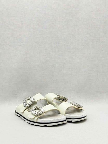 Pre-loved ROGER VIVIER Slidy Viv Off-white Size EU 39 Sandals at Reems Closet