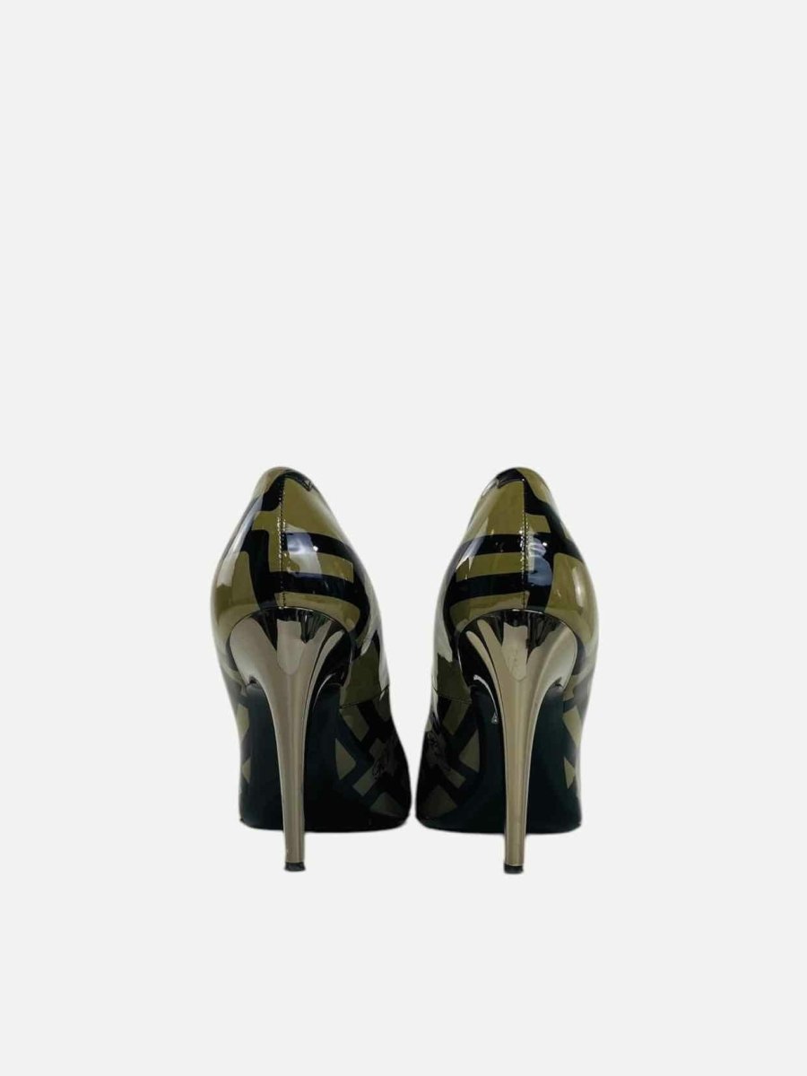 Pre - loved ROGER VIVIER Trompette Khaki & Black Size EU 39.5 Pumps at Reems Closet