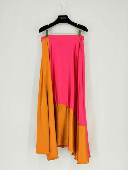 Pre - loved ROKSANDA Color Block Pink & Gold Size US 8 Midi Skirt at Reems Closet