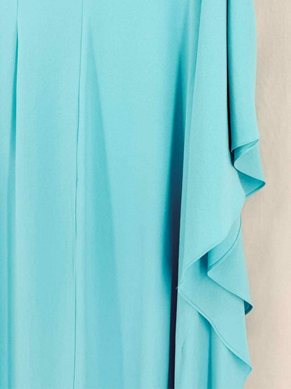 Pre - loved ROKSANDA Hilma Draped Turquoise Size US 14 Midi Dress at Reems Closet