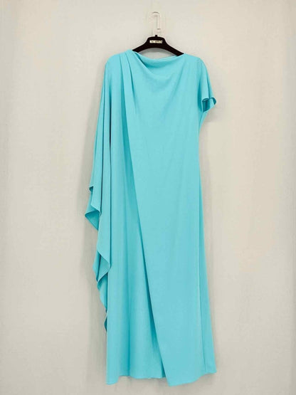 Pre - loved ROKSANDA Hilma Draped Turquoise Size US 14 Midi Dress at Reems Closet