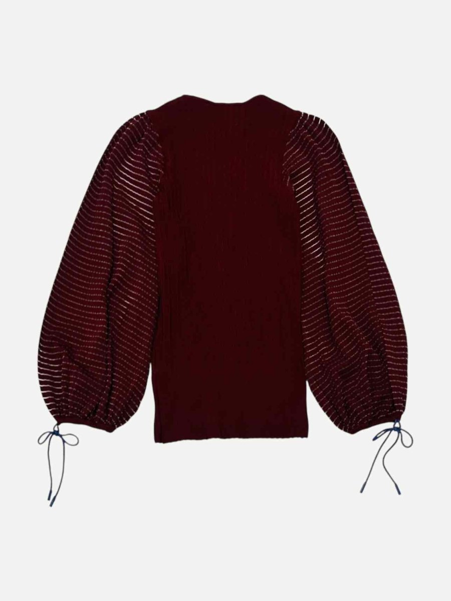 Pre - loved ROKSANDA Puff Sleeve Burgundy Top at Reems Closet