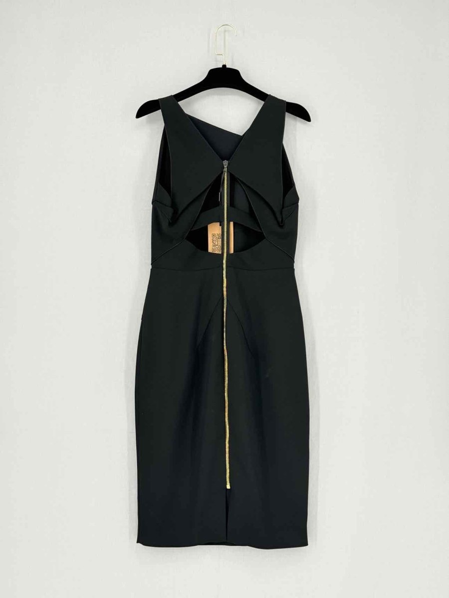 Pre - loved ROLAND MOURET Black Size US 8 Knee Length Dress at Reems Closet