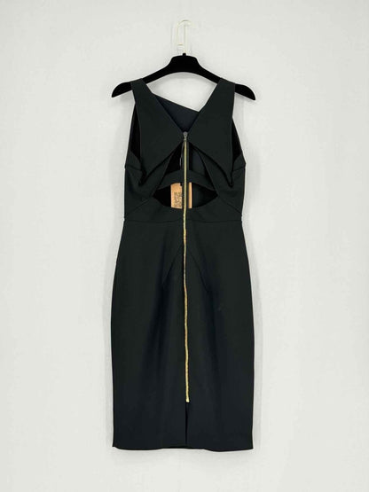 Pre - loved ROLAND MOURET Black Size US 8 Knee Length Dress at Reems Closet