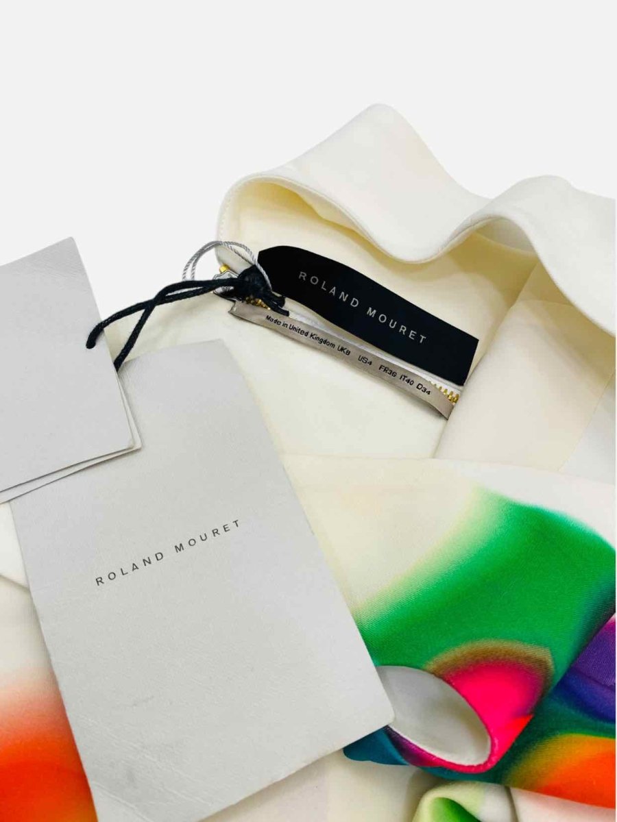 Pre - loved ROLAND MOURET Cream Multicolor Size US 4 Short Dress at Reems Closet