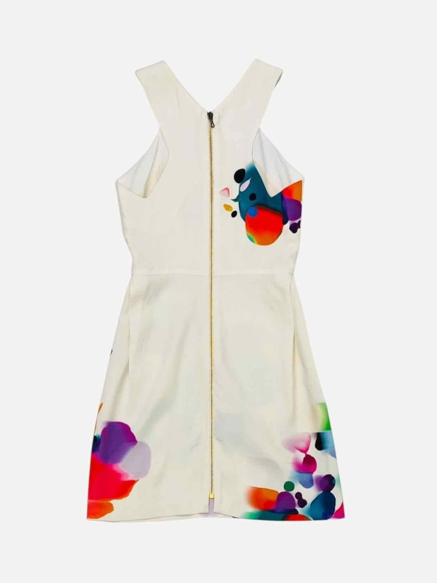 Pre - loved ROLAND MOURET Cream Multicolor Size US 4 Short Dress at Reems Closet