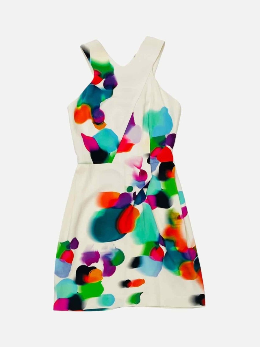 Pre - loved ROLAND MOURET Cream Multicolor Size US 4 Short Dress at Reems Closet