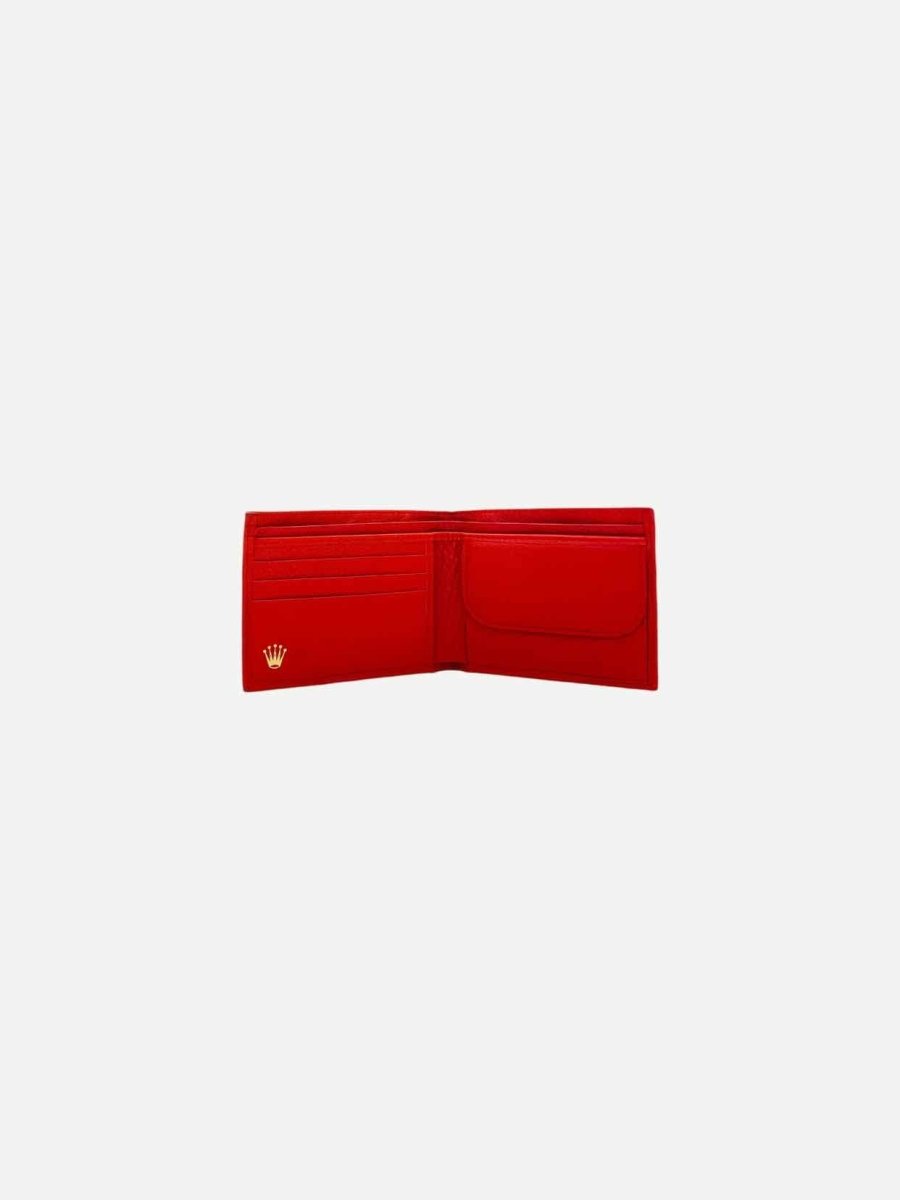 Pre - loved ROLEX Bi - Fold Red Compact Wallet at Reems Closet