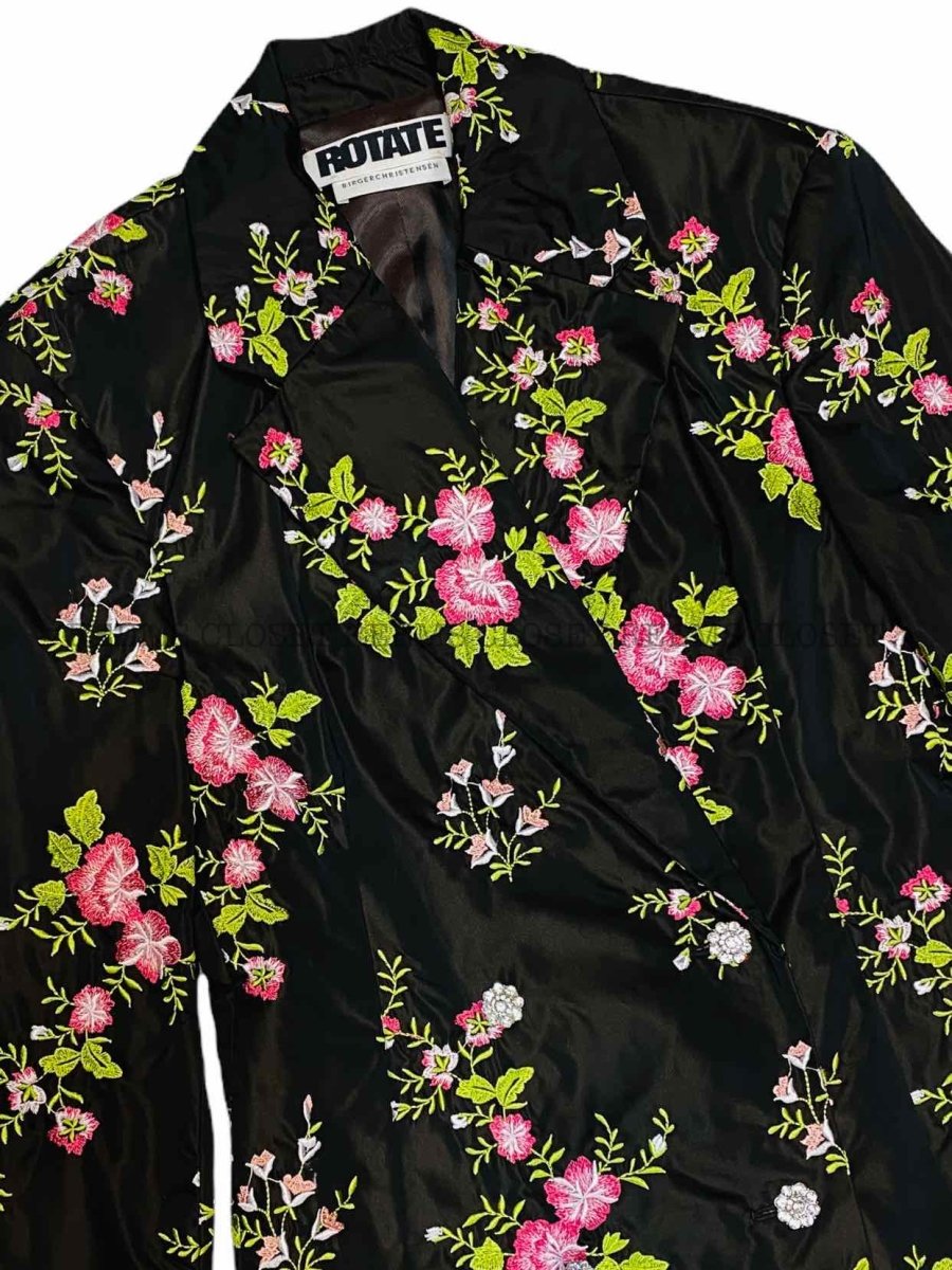 Pre-loved ROTATE BIRGER CHRISTENSEN Black, Green & Pink Coat from Reems Closet