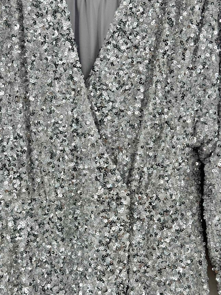 Pre - loved ROTATE BIRGER CHRISTENSEN Silver Size US 6 Short Dress at Reems Closet