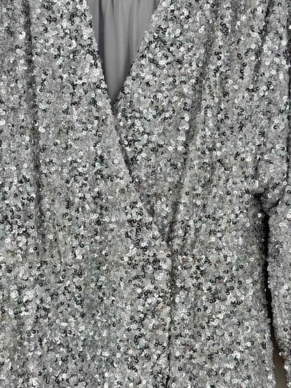Pre - loved ROTATE BIRGER CHRISTENSEN Silver Size US 6 Short Dress at Reems Closet