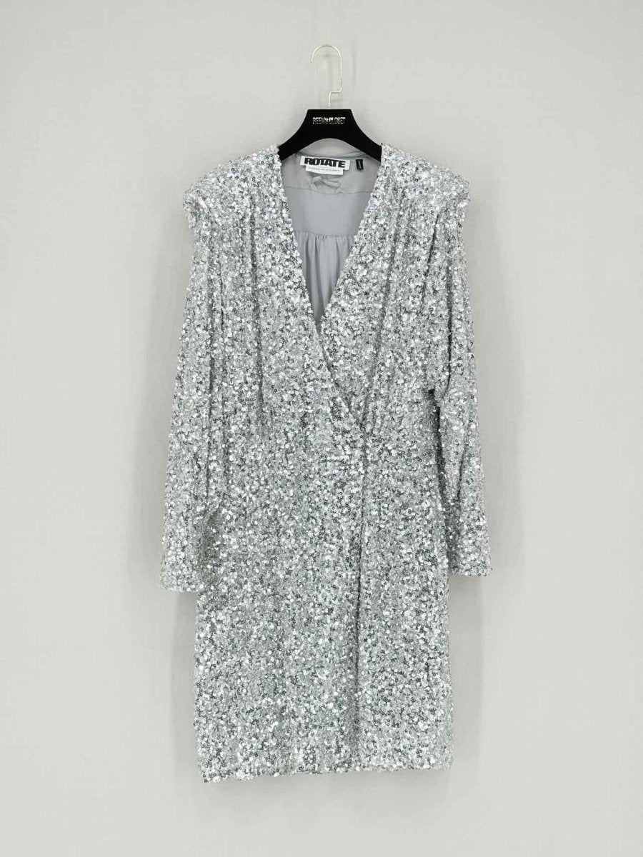 Pre - loved ROTATE BIRGER CHRISTENSEN Silver Size US 6 Short Dress at Reems Closet