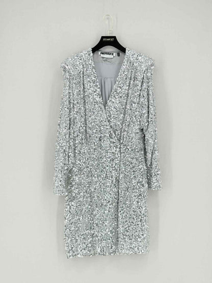 Pre - loved ROTATE BIRGER CHRISTENSEN Silver Size US 6 Short Dress at Reems Closet