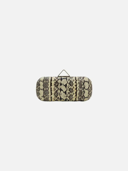 Pre - loved RULA GALAYINI Tiara Beige & Brown Clutch at Reems Closet