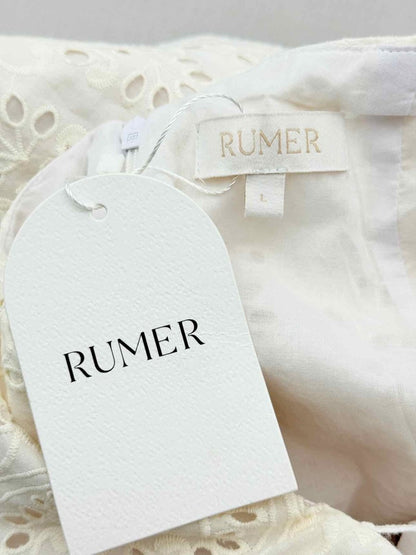 Pre - loved RUMER Sienna White Embroidered Size Large Long Dress at Reems Closet