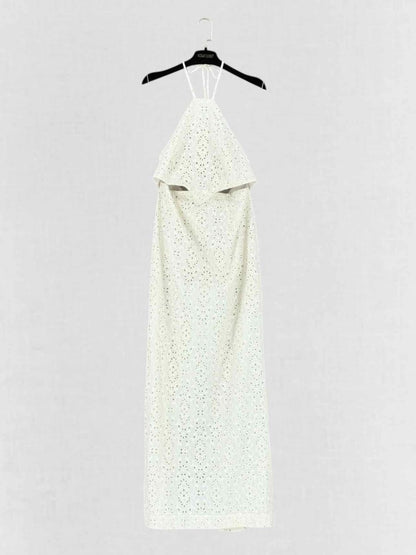 Pre - loved RUMER Sienna White Embroidered Size Large Long Dress at Reems Closet