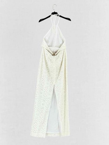 Pre - loved RUMER Sienna White Embroidered Size Large Long Dress at Reems Closet