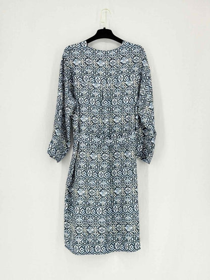 Pre - loved S' MAXMARA Blue Multicolor Size US 14 Knee Length Dress at Reems Closet