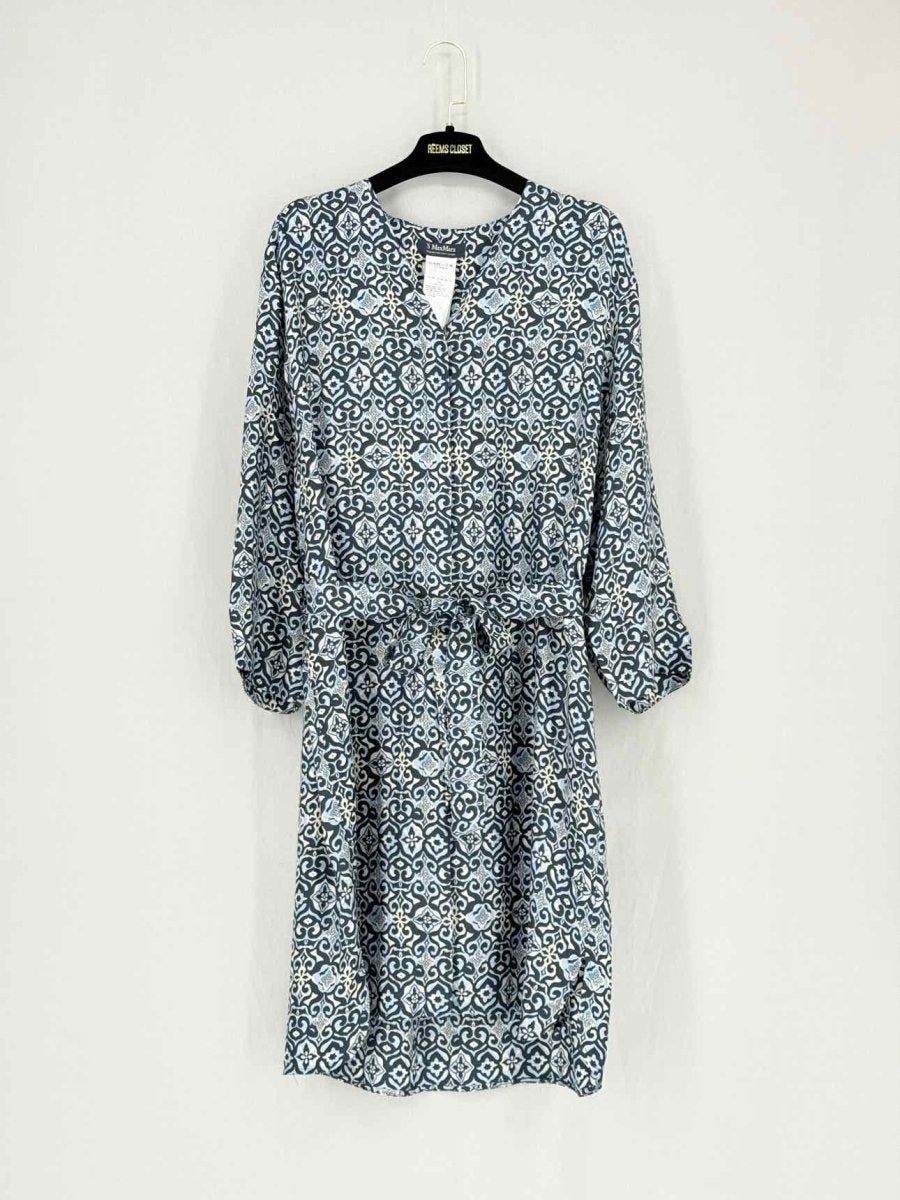 Pre - loved S' MAXMARA Blue Multicolor Size US 14 Knee Length Dress at Reems Closet