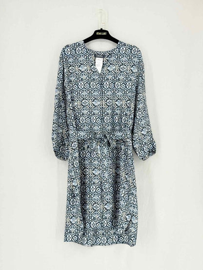 Pre - loved S' MAXMARA Blue Multicolor Size US 14 Knee Length Dress at Reems Closet