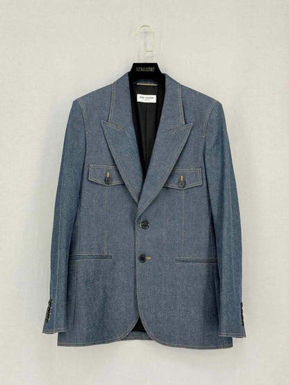 Pre-loved SAINT LAURENT 2021 Blue Size US 8 Jacket at Reems Closet