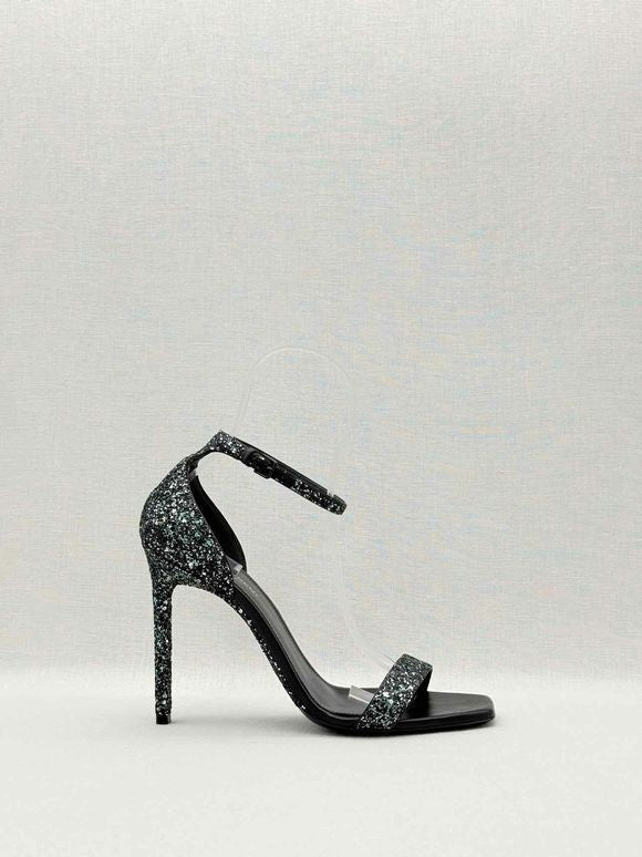 Pre-loved SAINT LAURENT Ambar Glitter Size EU 40 Heeled Sandals at Reems Closet
