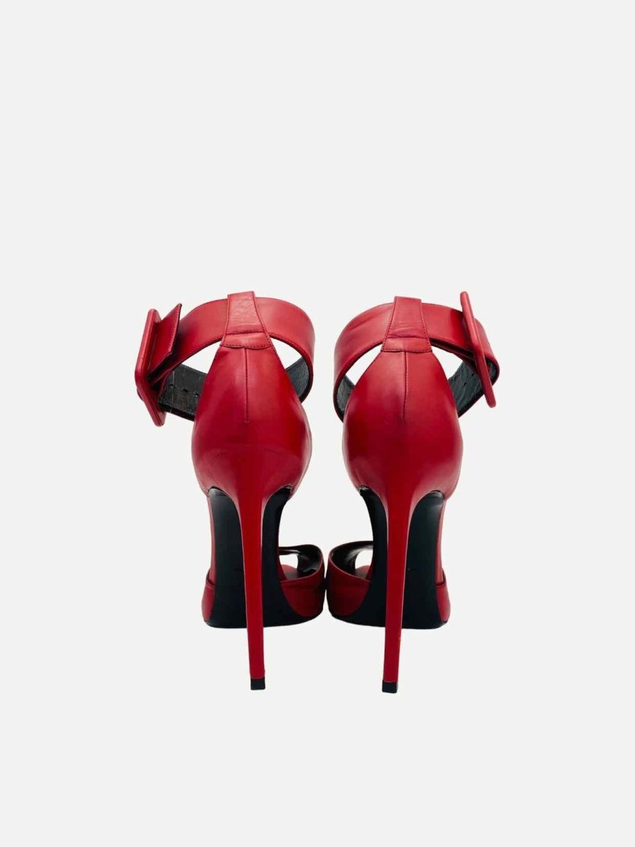 Pre - loved SAINT LAURENT Ankle Cuff Red Heeled Sandals at Reems Closet