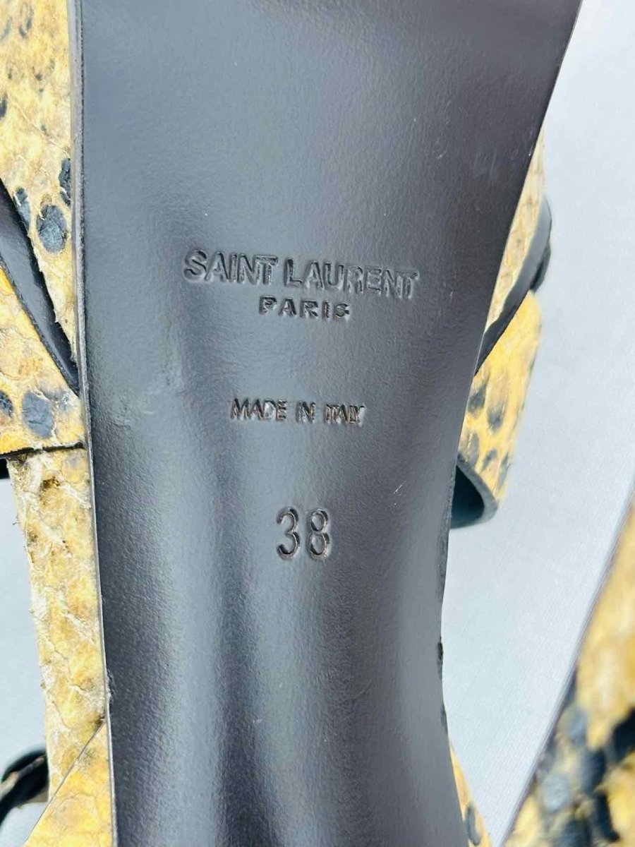 Pre - loved SAINT LAURENT Beige & Brown Size EU 38 Heeled Sandals at Reems Closet